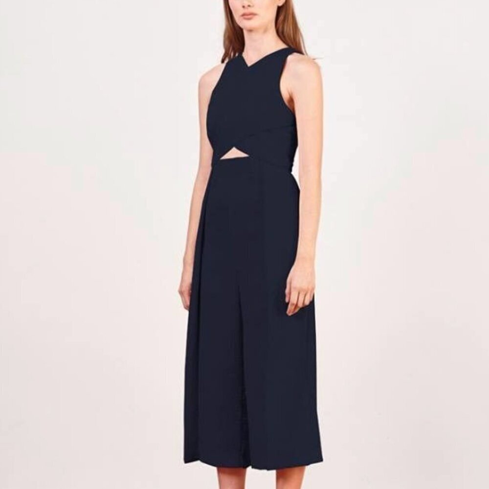 Elliatt Arcadia Jumpsuit Sleeveless V-Neck Textured Crinkle Navy Blue Size Small